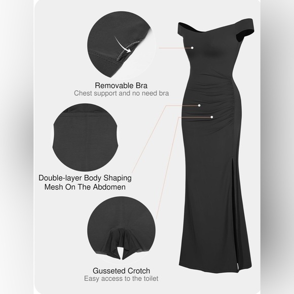 Popilush Formal Dress Off Shoulder Maxi Dress with Built in Shapewear NWOT - Picture 3 of 9